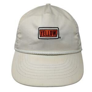 Yellow Freight Slideback Rope Trucker Hat Beige One Size Stylemaster Vintage USA